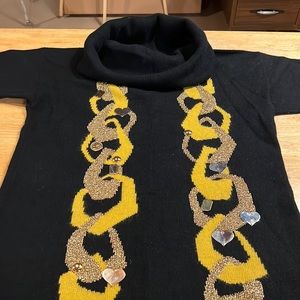 Very nice good condition black & gold cowl neck sweater by Spree.